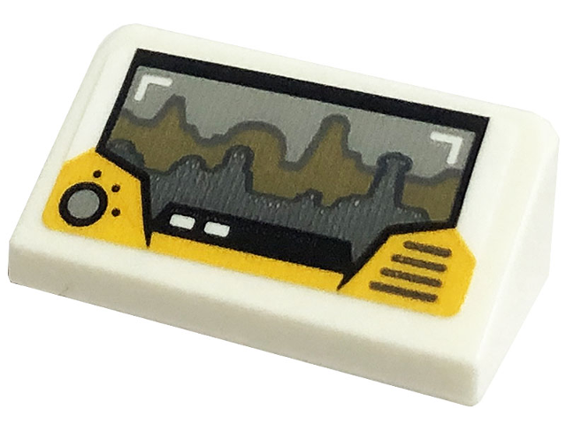 Lego Slope 30 1 x 2 x 2/3 with Tatooine Landscape on Screen and Control Knob Pattern (Sticker) - Set 75290 / White
