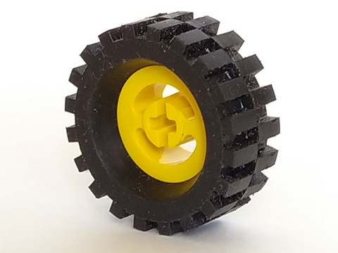 Lego Wheel with Split Axle Hole with Black Tire 30 x 10.5 Offset Tread (3482 / 2346)