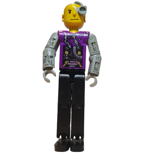 Lego Technic Figure Cyber Person, Black Legs, Mechanical Arms, Yellow Head, Cyborg Eyepiece / [No Color/Any Color]