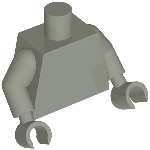 Lego Torso, Light Gray Arms and Hands [Plain] / Light Gray