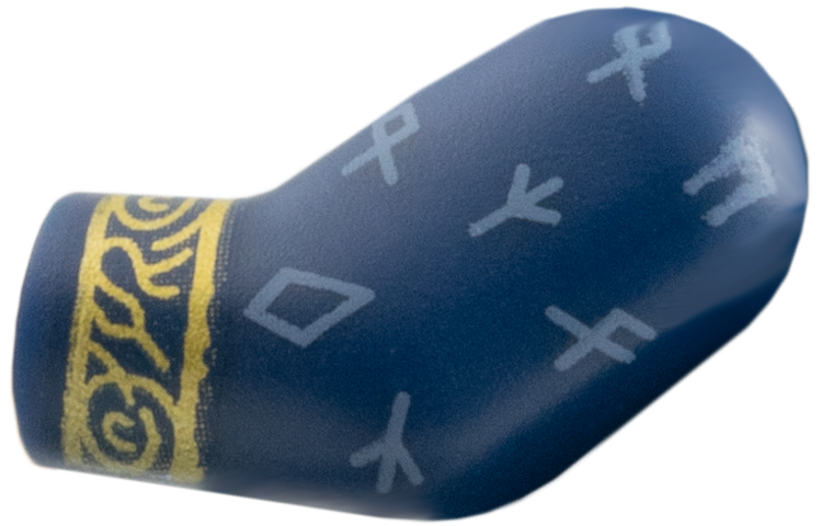 Lego Arm, Left with Sand Blue Runes, Gold Cuff Pattern / Dark Blue