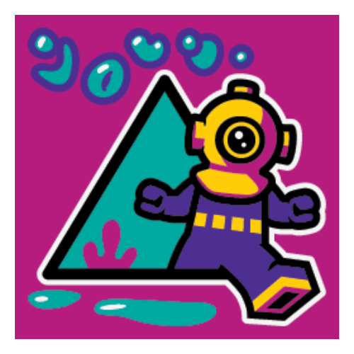 Lego Tile 2 x 2 with Diver Suit Print