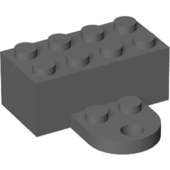 Lego Brick Magnet 2 x 4 with Round Plate 2 x 2 / Dark Bluish Gray