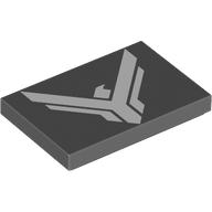 Lego Tile 2 x 3 with White Atreides Bird Insignia Print / Dark Bluish Gray