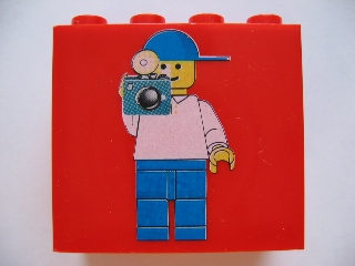 Lego Brick 2 x 4 x 3 with Minifigure Photographer Pattern