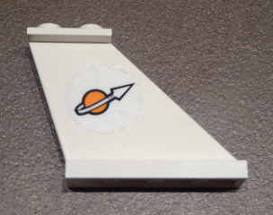 Lego Tail 4 x 1 x 3 with Modified Classic Space Logo Pattern on Right Side (Sticker) - Set 7644