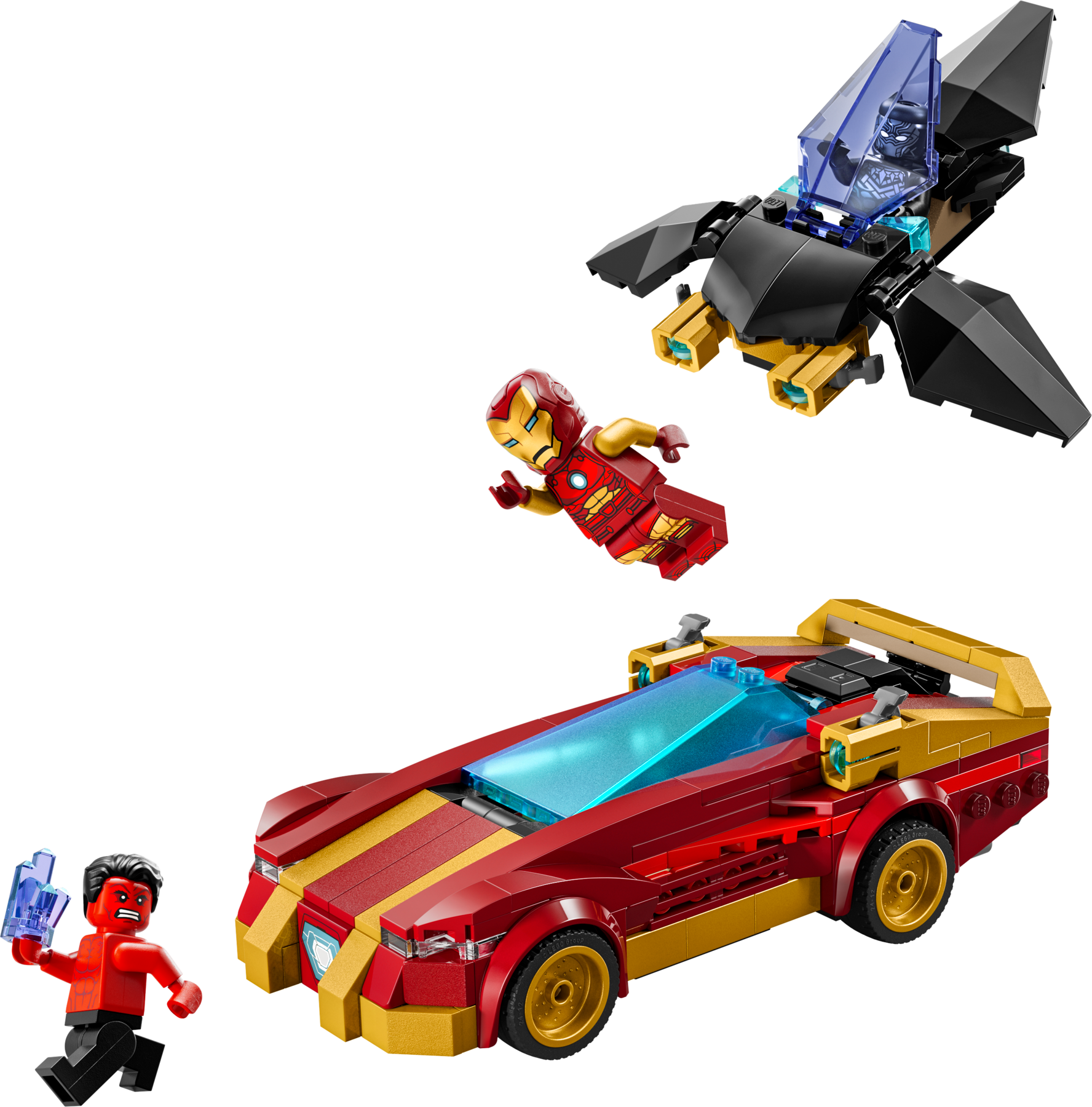 Lego Iron Man Car & Black Panther vs. Red Hulk