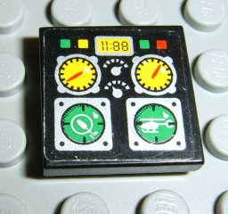 Lego Tile 2 x 2 with Avionics Helicopter Controls Pattern (Sticker) - Set 8253