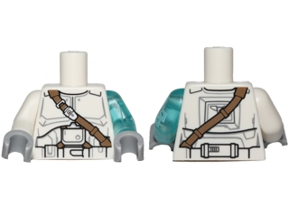 Lego Torso SW Armor Clone Trooper with Dark Tan Diagonal Belt Pattern (Jek-14) / Trans-Light Blue Arm Left with Lightning / White Arm Right / Light Bluish Gray Hands