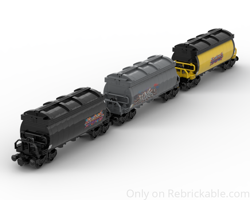 Lego Graffitied Grain Wagons