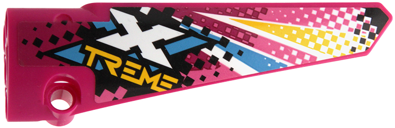 Lego Technic, Panel Fairing # 6 Long Smooth, Side B with Dark Azure, White and Yellow 'XTREME' and Checkered Background Pattern (Sticker) - Set 42124