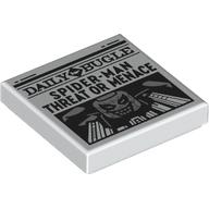 Lego Tile 2 x 2 with Newspaper Daily Bugle 'SPIDER-MAN THREAT OR MENACE' Print