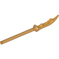 Lego Weapon Naginata with Rubber Tip, Marbled Trans-Orange Pattern / Pearl Gold