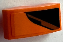 Lego Slope, Curved 2 x 1 x 2/3 with Black Triangle and Dark Orange Stripe Pattern Model Right Side (Sticker) - Set 75880 / Orange