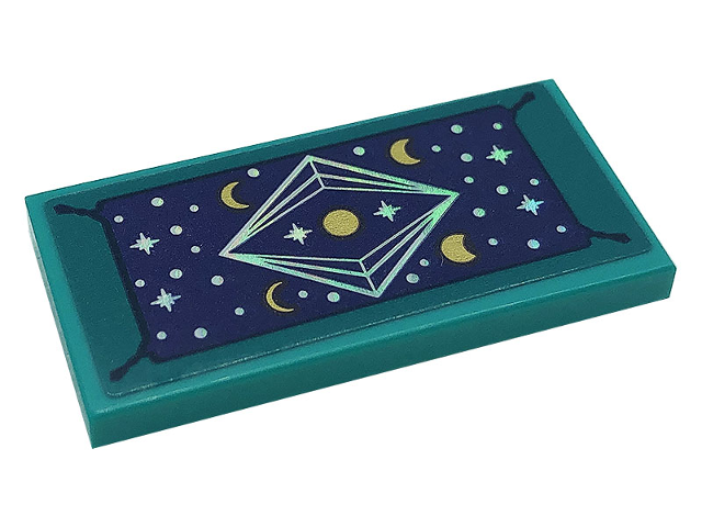 Lego Tile 2 x 4 with Silver Dots, Stars and Moons on Dark Purple Background Pattern (Sticker) - Set 41685