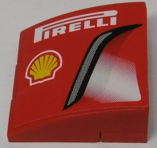 Lego Stickered Assembly 3 x 3 x 1 with 'PIRELLI', Shell Logo and Intake Pattern Model Left Side (Sticker) - Set 8143