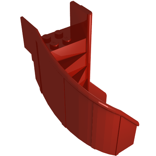 Lego Stairs 6 x 6 x 9 1/3 Curved Enclosed / Red