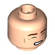 Lego Minifig Head Han Solo, Cheek Lines, White Pupils, Chin Dimple, Open Mouth / Closed Eyes with Bare Teeth Print / Light Nougat