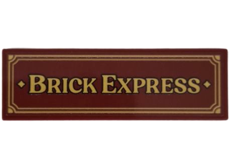 Lego Tile 2 x 6 with Gold Border and 'BRICK EXPRESS' Pattern (Sticker) - Set 910044