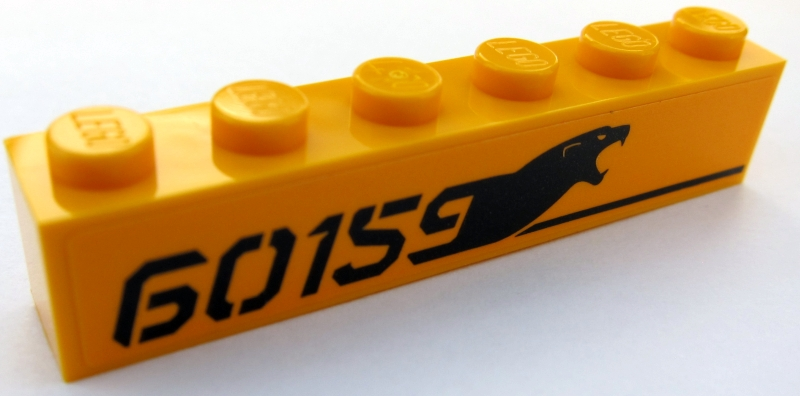 Lego Brick 1 x 6 with Black '60159', Panther Head and Black Stripe Pattern Model Right Side (Sticker) - Set 60159