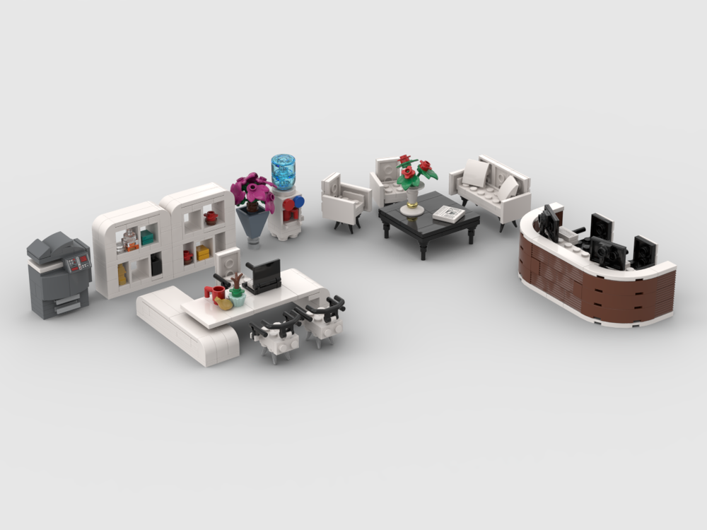Lego White modern office equipment for modular biuldings