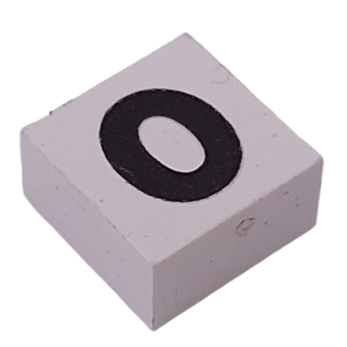 Lego Modulex Tile 2 x 2 with Black '0' Print, Black Internal Lining, White Dot