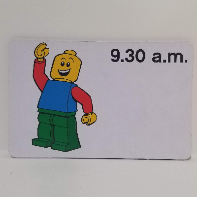 Lego Activity Card, Time-Teaching 12-Hour Clock 9.30 a.m. / [No Color/Any Color]