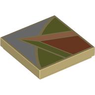 Lego Tile 2 x 2 with Dark Orange, Olive Green, Nougat, and Sand Blue Floor Tile Print