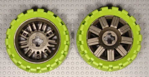 Lego Wheel 72 x 34 with Lime Tire 100 x 48 Balloon Offset Tread