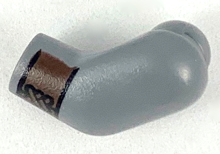 Lego Arm, Left with Dark Brown Cuff Pattern / Dark Bluish Gray