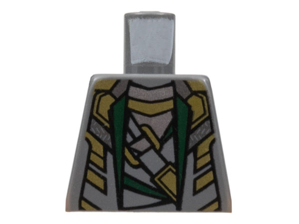 Lego Torso Suit with Dark Green Lapels, Silver and Gold Highlights Pattern / Dark Bluish Gray