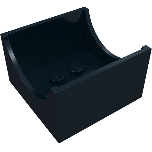 Lego Box 4 x 4 x 2 Bottom with Semicircle Cut-out Ends / Black