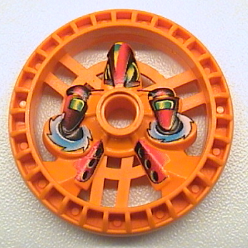 Lego Technic Disc 5 x 5 Notched, Twin Saw Print / Orange