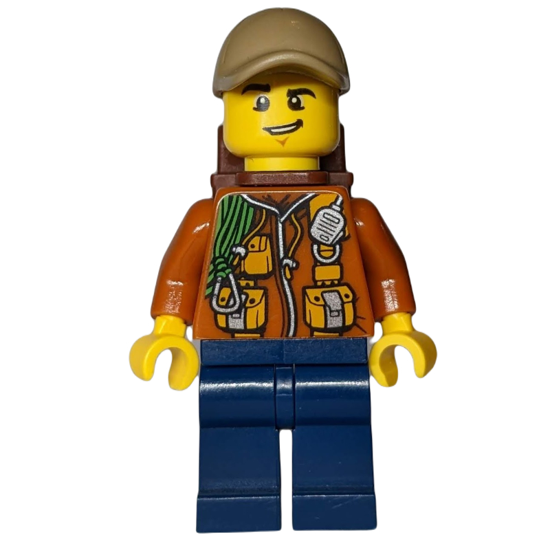 Lego Explorer, Jacket with Pouches, Radio, and Rope, Dark Tan Cap, Backpack