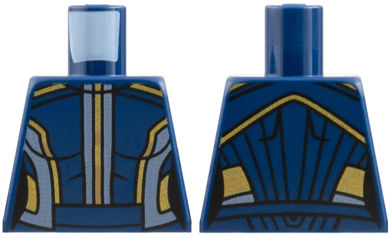 Lego Torso Female Bodysuit with Gold and Light Blue Trim Lines on Sides and Center Pattern / Dark Blue