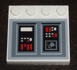 Lego Tile, Modified 4 x 4 with Studs on Edge with SW Imperial Star Destroyer Control Panel Pattern Model Right Side (Sticker) - Set 6211
