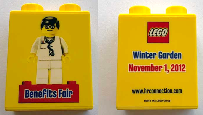 Lego Duplo, Brick 1 x 2 x 2 with LEGO Benefits Fair Winter Garden November 1, 2012 Pattern