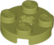 Lego Plate, Round 2 x 2 with Axle Hole / Olive Green