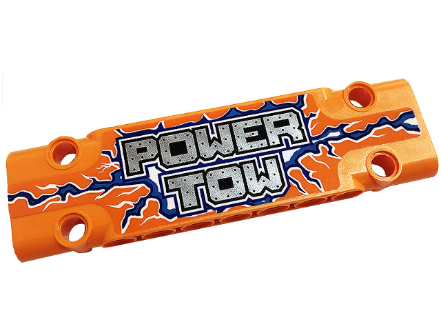 Lego Technic, Panel Plate 3 x 11 x 1 with Silver 'POWER TOW', Blue and Dark Azure Lightning Pattern Model Left Side (Sticker) - Set 42128