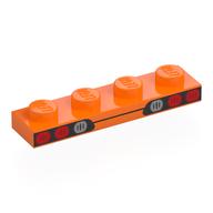 Lego Plate 1 x 4 with Red/Silver Taillights on Black Background print
