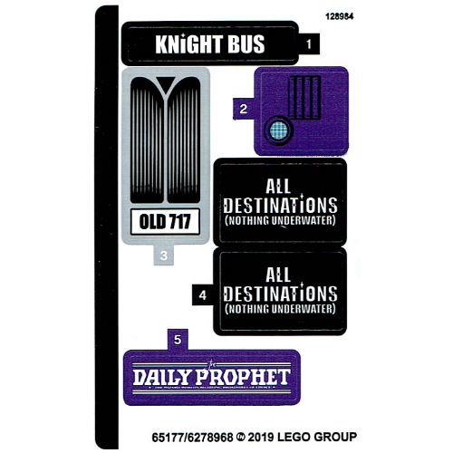 Lego Sticker Sheet for Set 75957-1