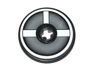 Lego Technic, Disk 3 x 3 with 3 White Radiating Bars (Air Intake to Engine) Pattern (Sticker) - Set 75004 / Black