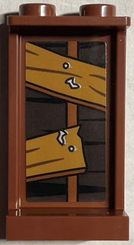 Lego Panel 1 x 2 x 3 with Side Supports - Hollow Studs with Medium Nougat Boards with Nails Pattern on Inside (Sticker) - Set 76407