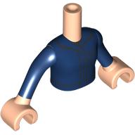 Lego Minidoll Torso Woman with Light Nougat Arms and Hands with Dark Blue Dress, Dark Blue Trim print / Light Nougat