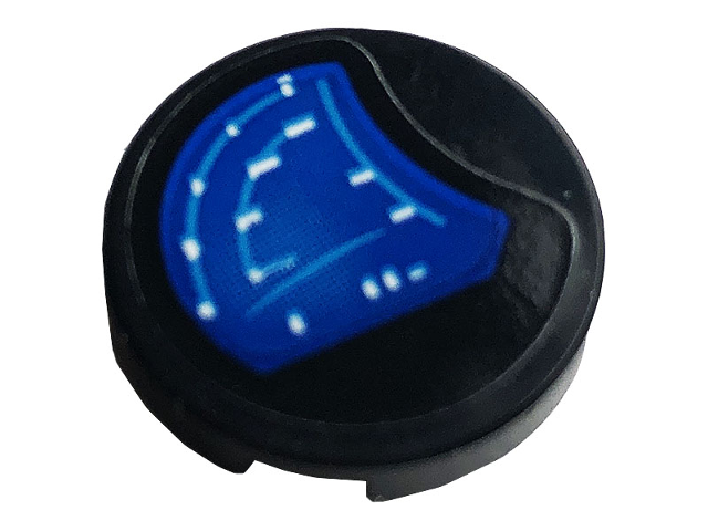 Lego Tile, Round 2 x 2 with Bottom Stud Holder with Blue Gauge Pattern (Sticker) - Set 42083