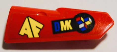 Lego Technic, Panel Fairing #21 Very Small Smooth, Side B with 'AF' and 'DMK' Pattern (Sticker) - Set 70596