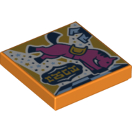 Lego Tile 2 x 2 with Bucking Bull print / Orange