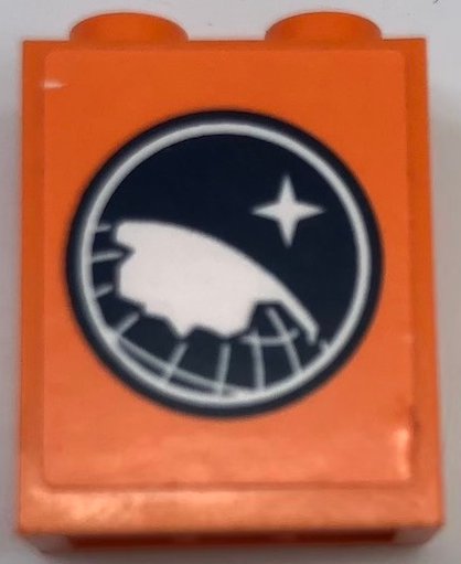 Lego Brick 1 x 2 x 2 with Inside Stud Holder with Arctic Explorer Logo on Orange Background Pattern (Sticker) - Set 60062