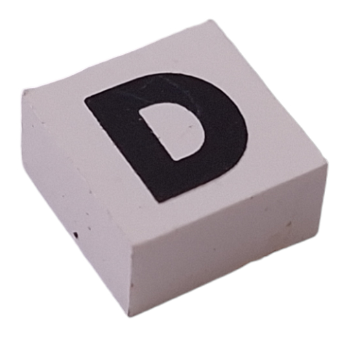 Lego Modulex Tile 2 x 2 with Black 'D' Print, without Internal Supports