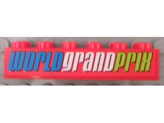 Lego Brick 2 x 6 with 'WORLD GRAND PRIX' Pattern (Sticker) - Set 8484